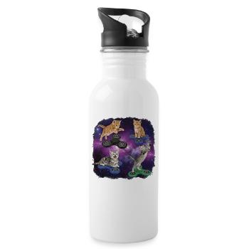 Cat with fidget spinner - Water bottle with straw - white - Right