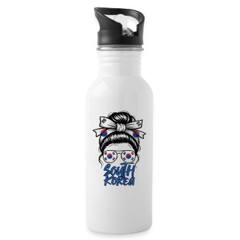 South Korean Girl Bun Love Korea - Water bottle with straw - white - Right
