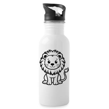 Lion - Water bottle with straw - white - Right