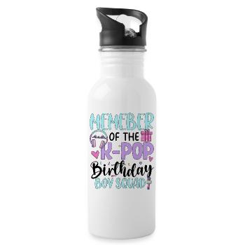 Member of The K Pop Birthday Boy Squad - Trinkflasche mit integriertem Trinkhalm - Weiß - Rechts