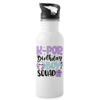 K Pop Birthday Boy Squad - Water bottle with straw - white - Right