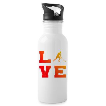 Gift idea for a hockey player with floorball - Water bottle with straw - white - Right