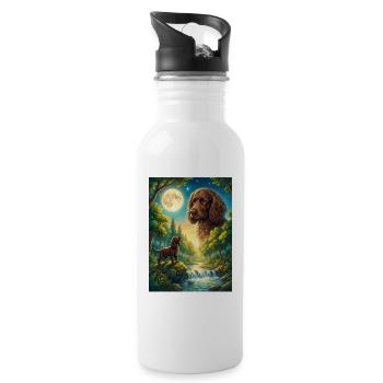 Hurlant au chien de la Lune American Water Spaniel - Gourde avec paille intégrée - blanc - Droite