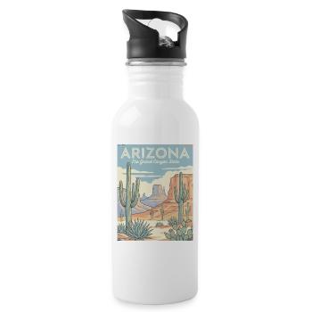 Arizona Desert Retro Poster - Water bottle with straw - white - Right