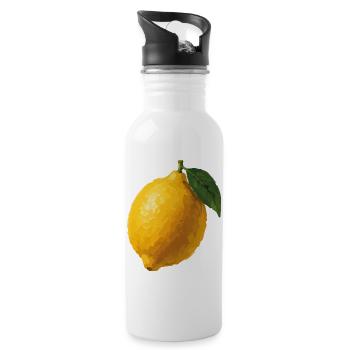 Citron dans des nuances de jaune - Gourde avec paille intégrée - blanc - Droite