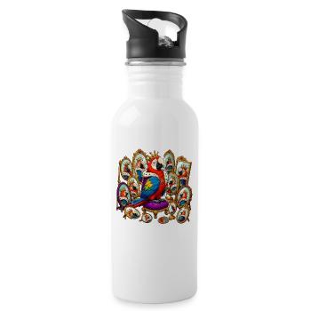 Königspapagei Spiegelparade - Trinkflasche mit integriertem Trinkhalm - Weiß - Rechts