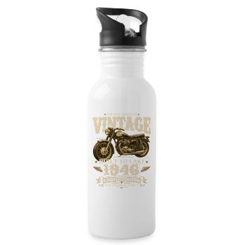 Cadeau pour le 80e anniversaire Biker Vintage 1946 - Gourde avec paille intégrée - blanc - Droite
