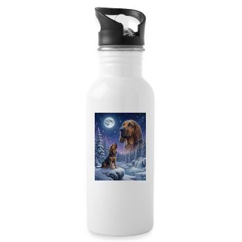 Howling to the Moon Meme Dog Bloodhound - Water bottle with straw - white - Right