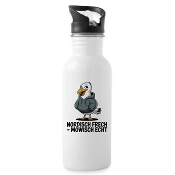  Nordisch Frech Möwisch Echt Lustige Möwe Spruch - Trinkflasche mit integriertem Trinkhalm - Weiß - Rechts