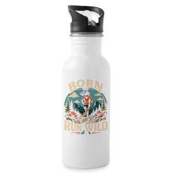 Trailrunning – Geboren, um wild zu laufen - Trinkflasche mit integriertem Trinkhalm - Weiß - Rechts