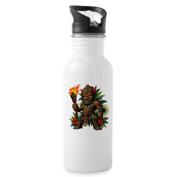 Guerrier Tiki avec Torche de Feu - Gourde avec paille intégrée - blanc - Droite