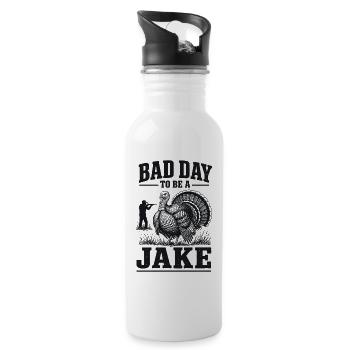 Jagdjäger, Truthahn Humor Vintage-Geschenk - Trinkflasche mit integriertem Trinkhalm - Weiß - Rechts