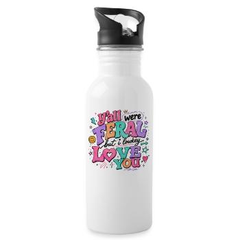Lehrerin Spruch Humor Schule Geschenkidee - Trinkflasche mit integriertem Trinkhalm - Weiß - Rechts