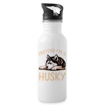 Husky Sprüche Huskies Lustiges Husky Geschenk - Trinkflasche mit integriertem Trinkhalm - Weiß - Rechts