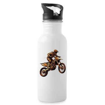 Wüstenrennender Dirtbike-Fahrer - Trinkflasche mit integriertem Trinkhalm - Weiß - Rechts