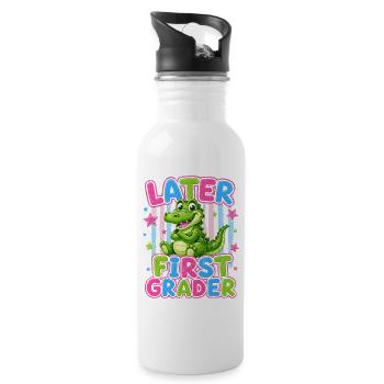 Goodbye CP Hello CE1 | Cute Crocodile - Water bottle with straw - white - Right
