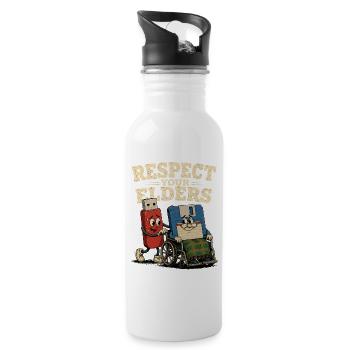 Respectez vos aînés, disquette rétro - Gourde avec paille intégrée - blanc - Droite