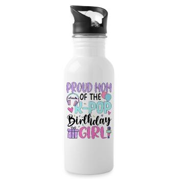 Proud Mom of The K-Pop Birthday Girl - Trinkflasche mit integriertem Trinkhalm - Weiß - Rechts