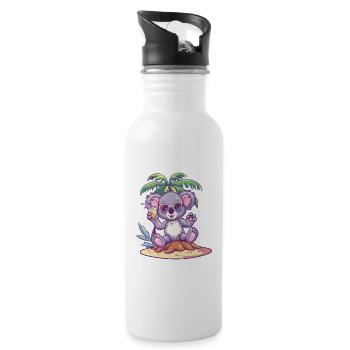 Palmier d’été koala - Gourde avec paille intégrée - blanc - Droite