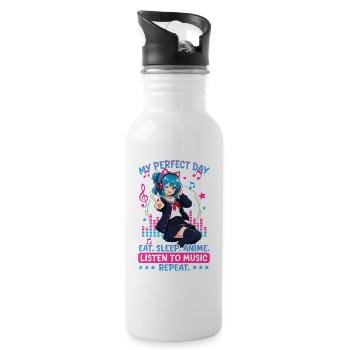 Anime and Music Chibi - Water bottle with straw - white - Right