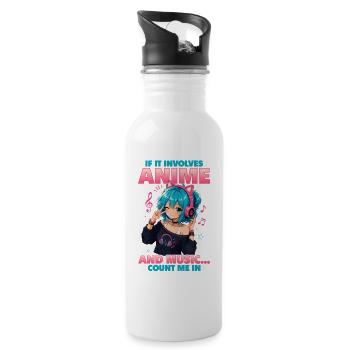 Anime and Music Chibi - Water bottle with straw - white - Right