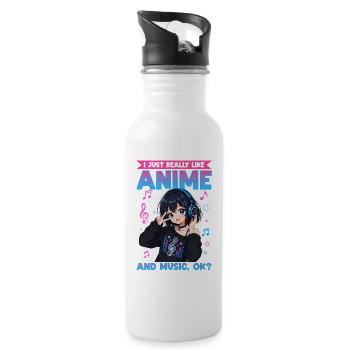 Anime and Music Chibi - Water bottle with straw - white - Right