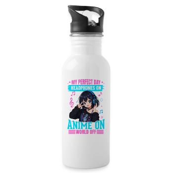 Anime and Music Chibi - Water bottle with straw - white - Right