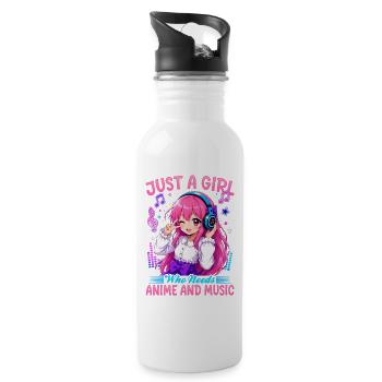 Anime and Music Chibi - Water bottle with straw - white - Right