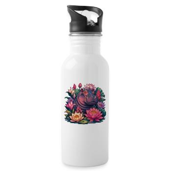 Lotus Hippo dans La Magie des Couleurs - Gourde avec paille intégrée - blanc - Droite