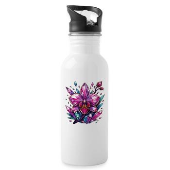 Rose Orchidée de Cristal - Gourde avec paille intégrée - blanc - Droite