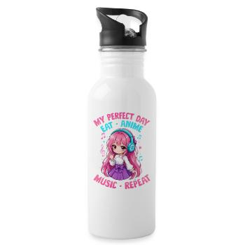 Anime and Music Chibi - Water bottle with straw - white - Right