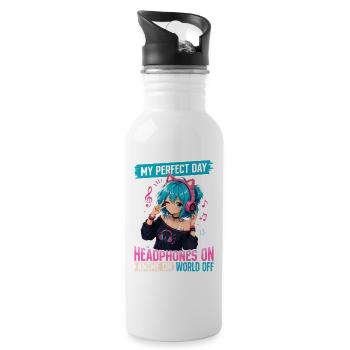 Anime and Music Chibi - Water bottle with straw - white - Right