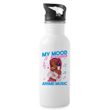 Anime and Music Chibi Black Girl - Water bottle with straw - white - Right