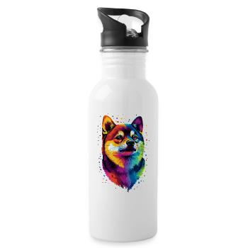 Shiba Inu Dog Japanese Dog Breed Japan Shibas - Water bottle with straw - white - Right