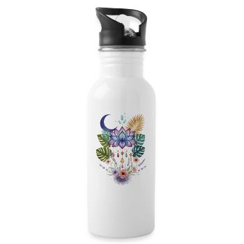 Spirituality Sacred Geometry Lotus Flower Zen - Water bottle with straw - white - Right