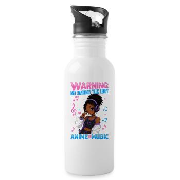 Anime and Music Chibi Black Girl - Water bottle with straw - white - Right