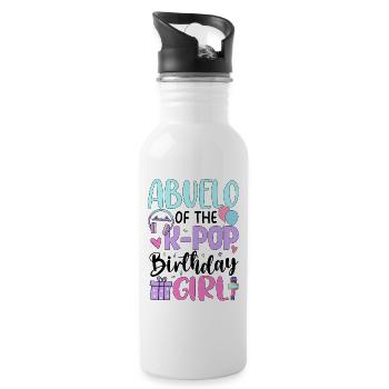 Abuelo of The K-Pop Birthday Girl - Trinkflasche mit integriertem Trinkhalm - Weiß - Rechts