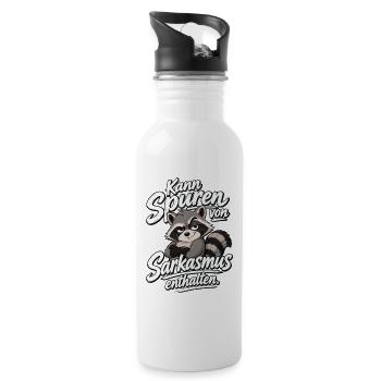 Kann Spuren Von Sarkasmus Enthalten Waschbär - Trinkflasche mit integriertem Trinkhalm - Weiß - Rechts