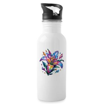 Fleur de cristal dans un jeu de couleurs - Gourde avec paille intégrée - blanc - Droite