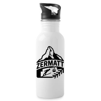Zermatt Matterhorn Silhouette - Gourde avec paille intégrée - blanc - Droite