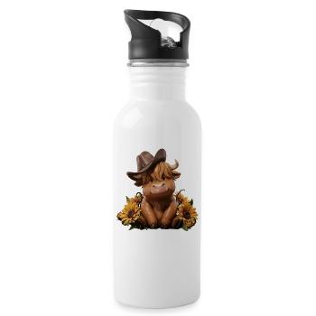 Chapeau de cowboy vache aux tournesols - Gourde avec paille intégrée - blanc - Droite