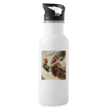 F-CAW-F Rooster Meme – Drôle de sarcastique - Gourde avec paille intégrée - blanc - Droite