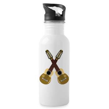 Kreuzende Gitarren – Akustik-Design - Trinkflasche mit integriertem Trinkhalm - Weiß - Rechts