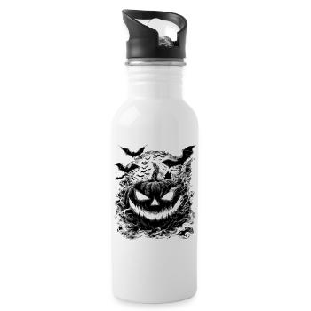 Motif gothique d’horreur Halloween Pumpkin Bats - Gourde avec paille intégrée - blanc - Droite