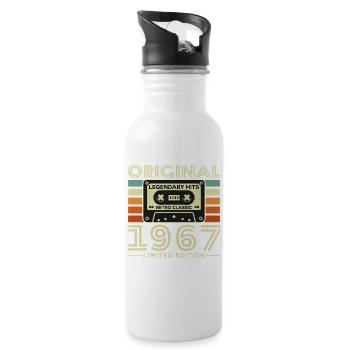60 Jahre 1967 Vintage Retro Geburtstagsgeschenk - Trinkflasche mit integriertem Trinkhalm - Weiß - Rechts