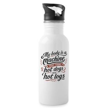My Body Is A Machine Turns Hot Dogs Into Hot Logs - Trinkflasche mit integriertem Trinkhalm - Weiß - Rechts