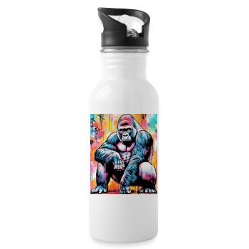 gorilla - Water bottle with straw - white - Right