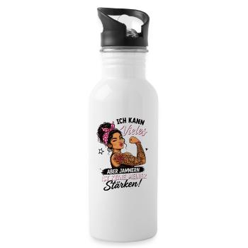 Ich Kann Vieles Aber Jammern Ist Keine Stärke - Trinkflasche mit integriertem Trinkhalm - Weiß - Rechts