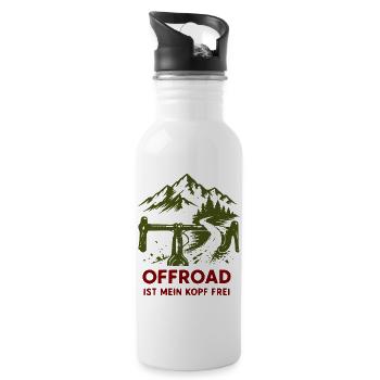 Offroad Freiheit Bergpfad - Trinkflasche mit integriertem Trinkhalm - Weiß - Rechts