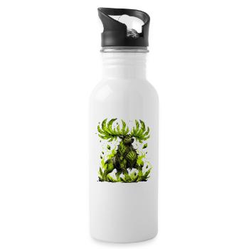 Neon Crystal Deer - Water bottle with straw - white - Right